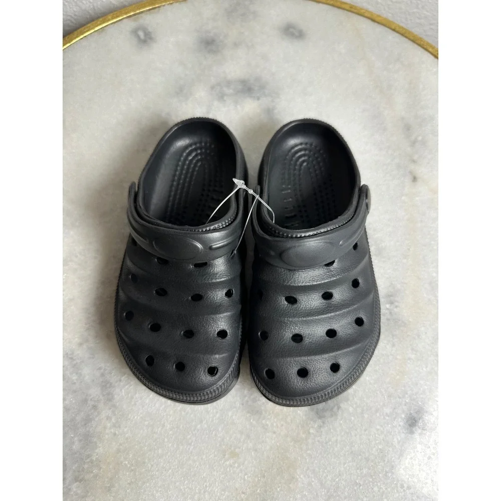 Kids Black Foam Clogs Slip On Shoes Perforated Comfort Sandals